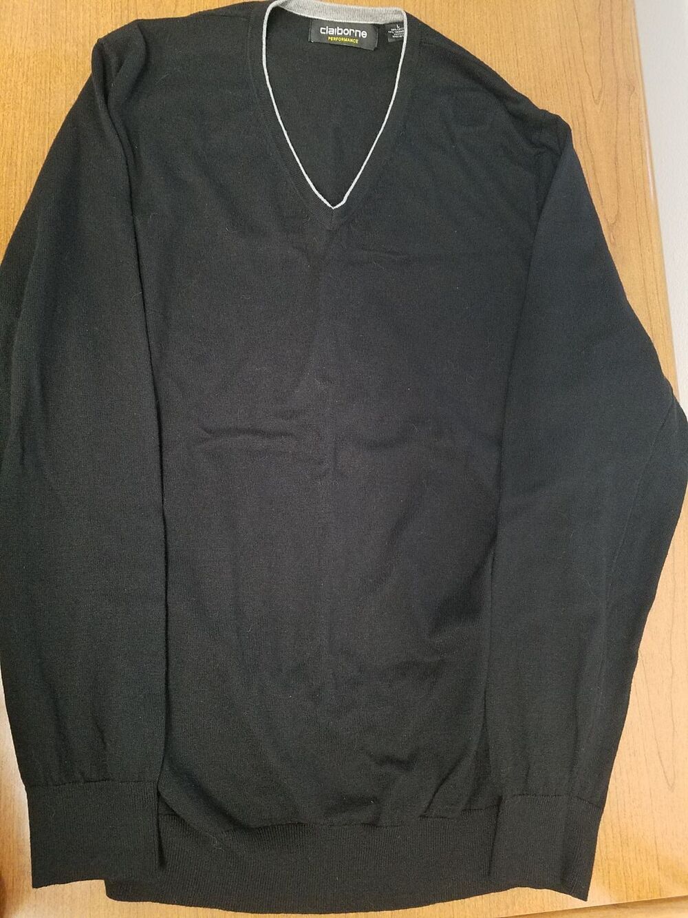 Liz Claiborne Large knitt black v neck sweater.